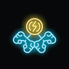 Neon sign depicting electric car charging station symbolizing green energy and eco friendly driving