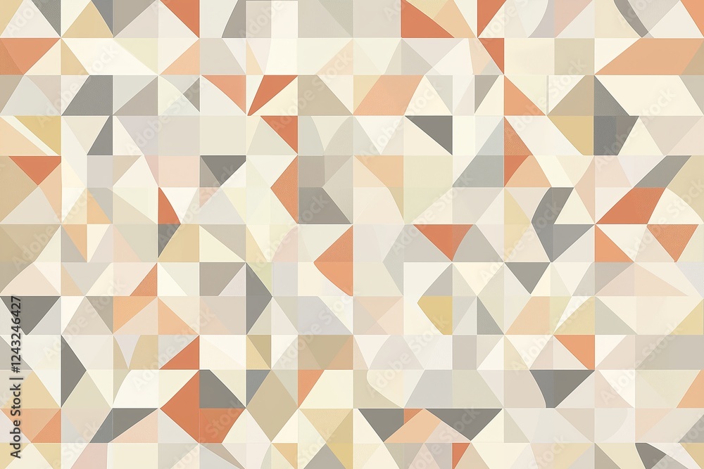 Poster A simple geometric pattern of interlocking triangles in soft earth tones