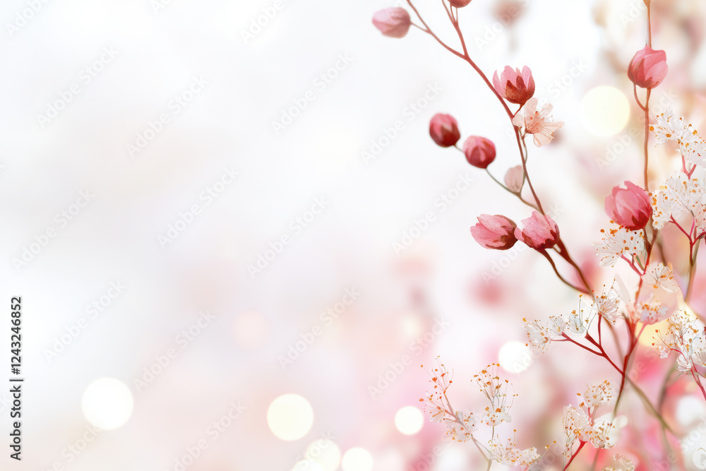 Aufkleber blurred bokeh with muted tones. soft muted bokeh with floral elements creates gentle atmosphere. per
