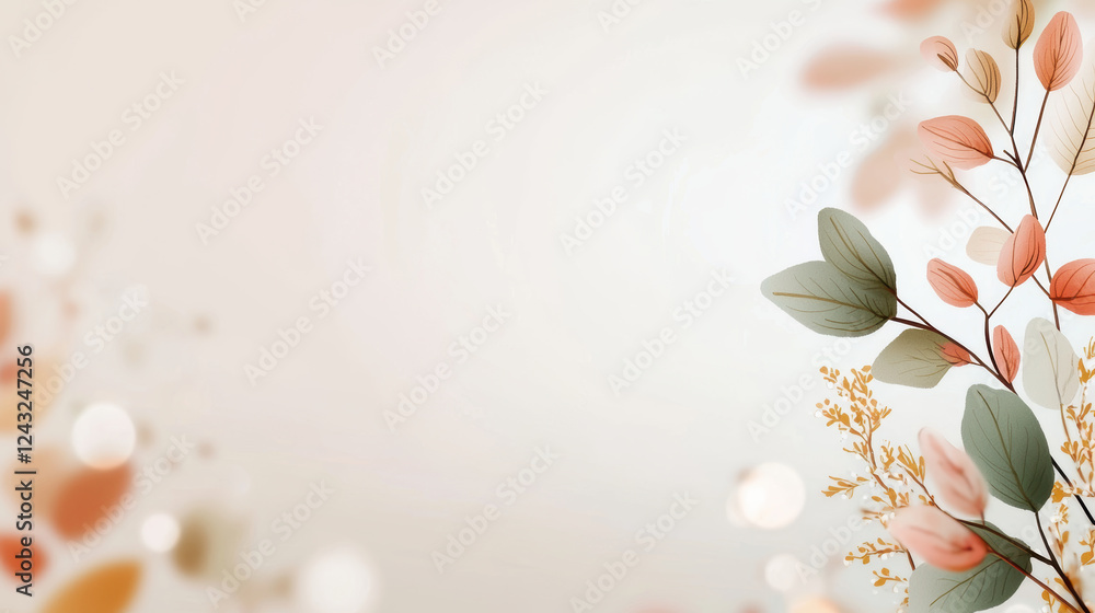 Poster soft blurred bokeh effect with muted colors and delicate floral elements. perfect for backgrounds or