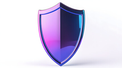 Shield depicting protection. shield 3d icon. Protection, defense and security concept symbol: blue and purple shield on isolated on white background