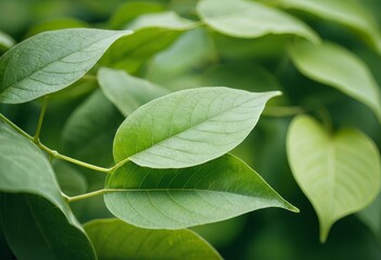 A close-up of green leaves with a blurred background