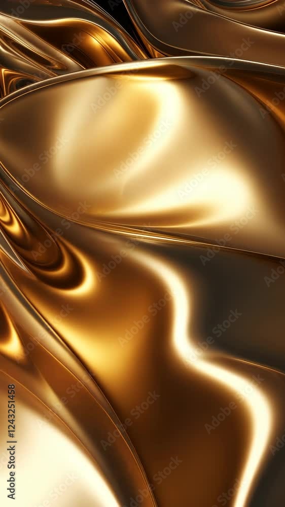 Poster Flowing metallic patterns forming dynamic visuals, metallic patterns creating movement. Vertical