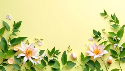 Elegant Floral Arrangement with Candles on Yellow Background