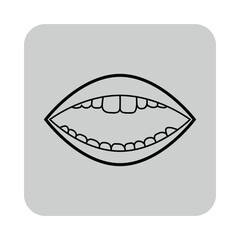Icon of open mouth showing teeth, emphasizing health and well-being. Oral health concept