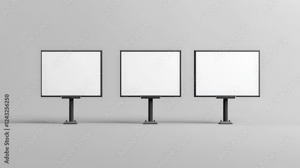 Poster blank white billboard stand displaying empty space for advertisement or promotional content in moder