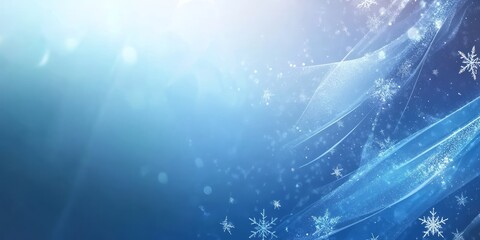 Fototapeta premium Abstract Winter Scene with Blue Hues and Snowflakes