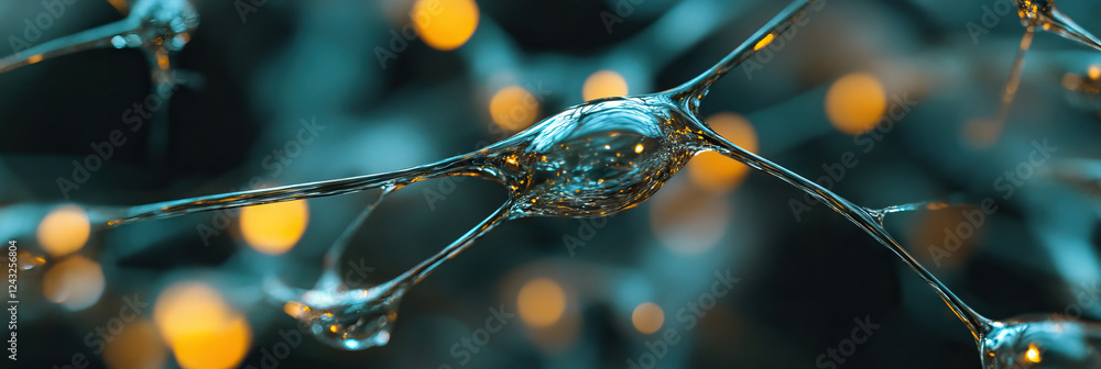 Poster microscopic image of a neuron with out-of-focus background lighting