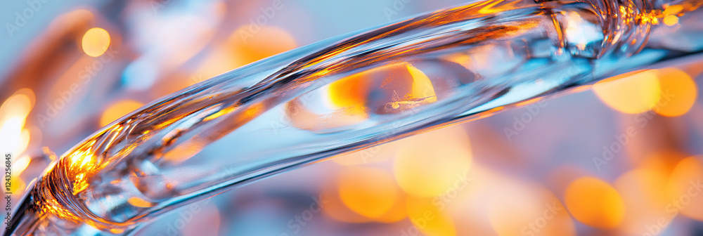 Poster curved transparent object with bokeh lights