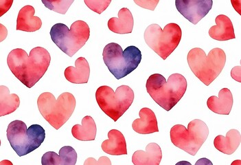 A pink and red watercolor heart pattern on a white background