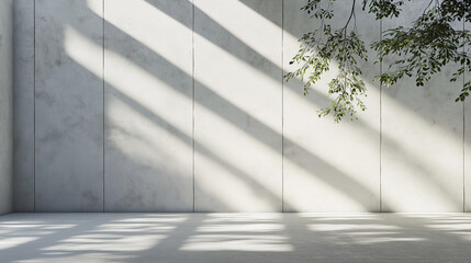 A large white wall with a tree growing out of it