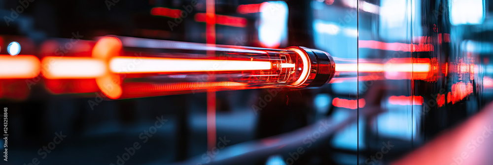 Poster red linear light source in transparent tube