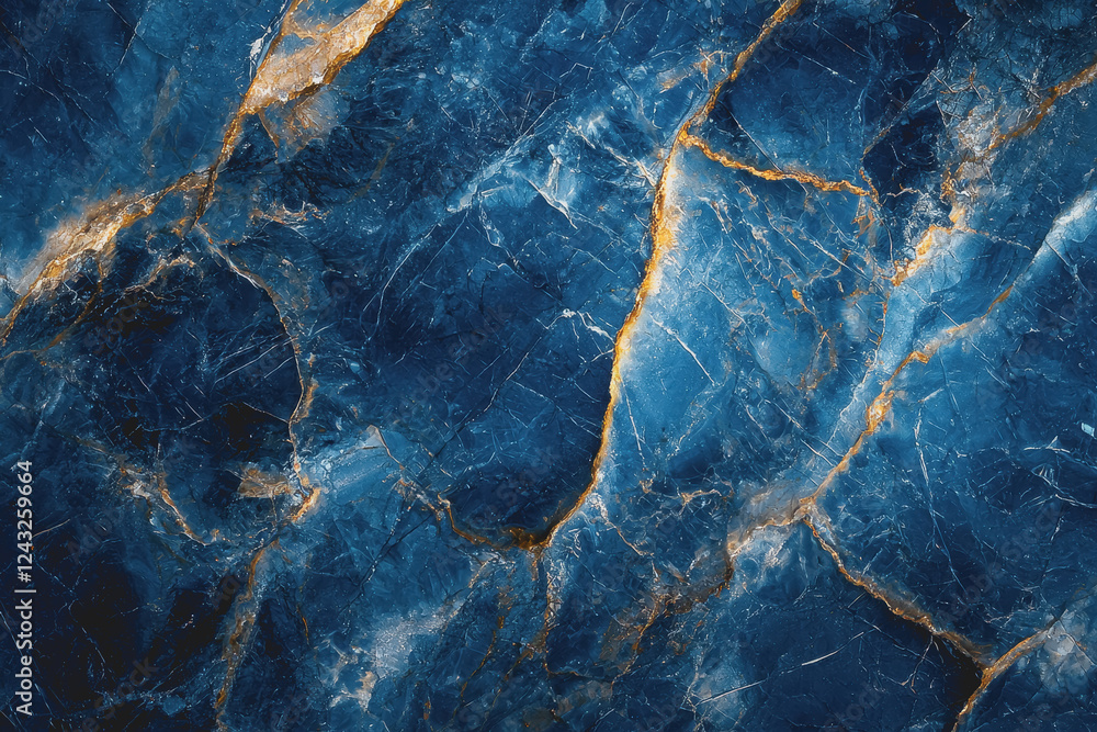 Poster blue marble wallpaper with golden veins creating a luxurious and elegant background design for vario