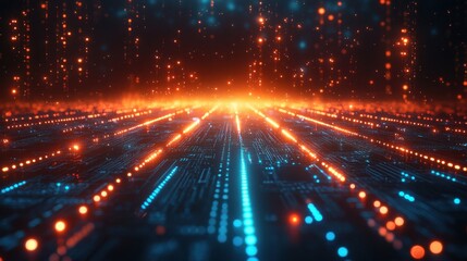 Fototapeta premium Futuristic Circuit Board with Glowing Energy Streams