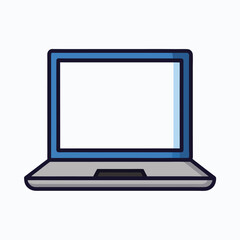 Blank screen laptop gadget icon on white background