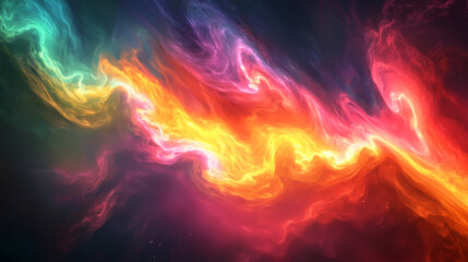 Fototapeta premium Fiery Cosmic Cloud Formation with Neon Energy