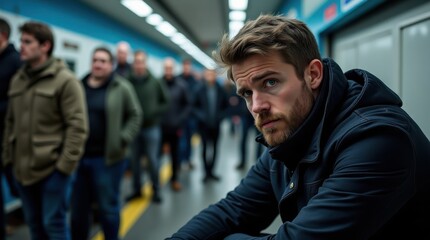 Ukrainian Civilians Sheltering in Subway Station During Air Raids in Conflict