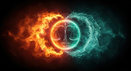 Scales of Justice: Fire and Water Digital Art