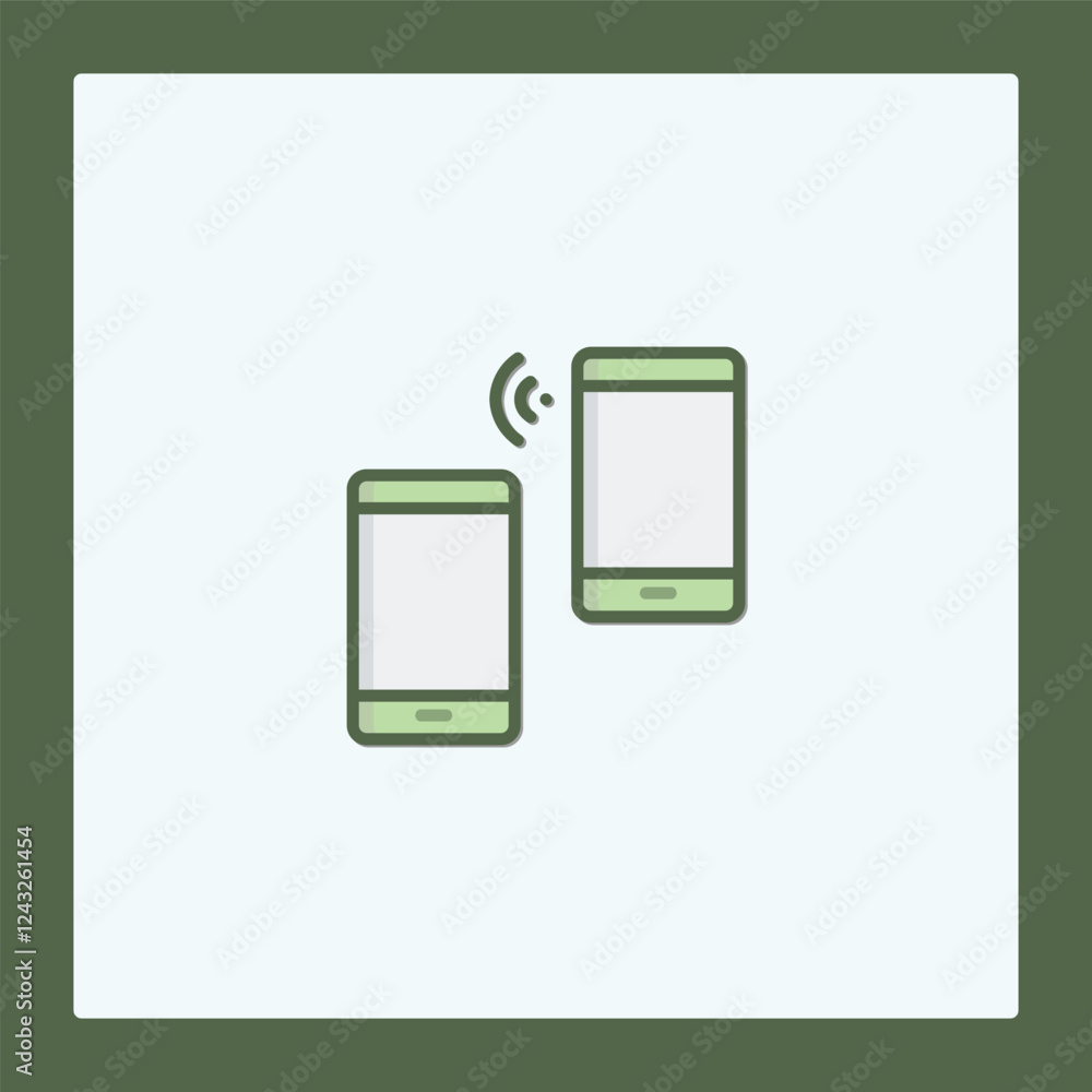 Poster seamless data transfer icon: smartphone synchronization