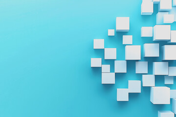 Blue background featuring a pattern of white squares arranged in a grid format creating a modern and minimalistic design