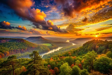 Arkansas Sunset: Double Exposure of Buffalo River Valley near Tyler's Bend