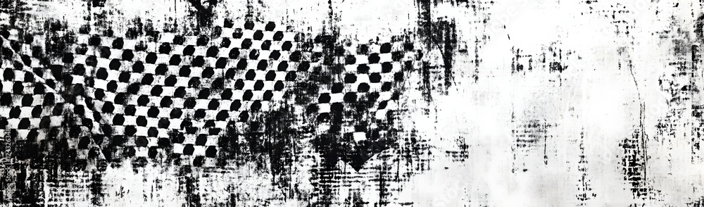 Aufkleber abstract black and white textured background featuring a honeycomb pattern with distressed effects