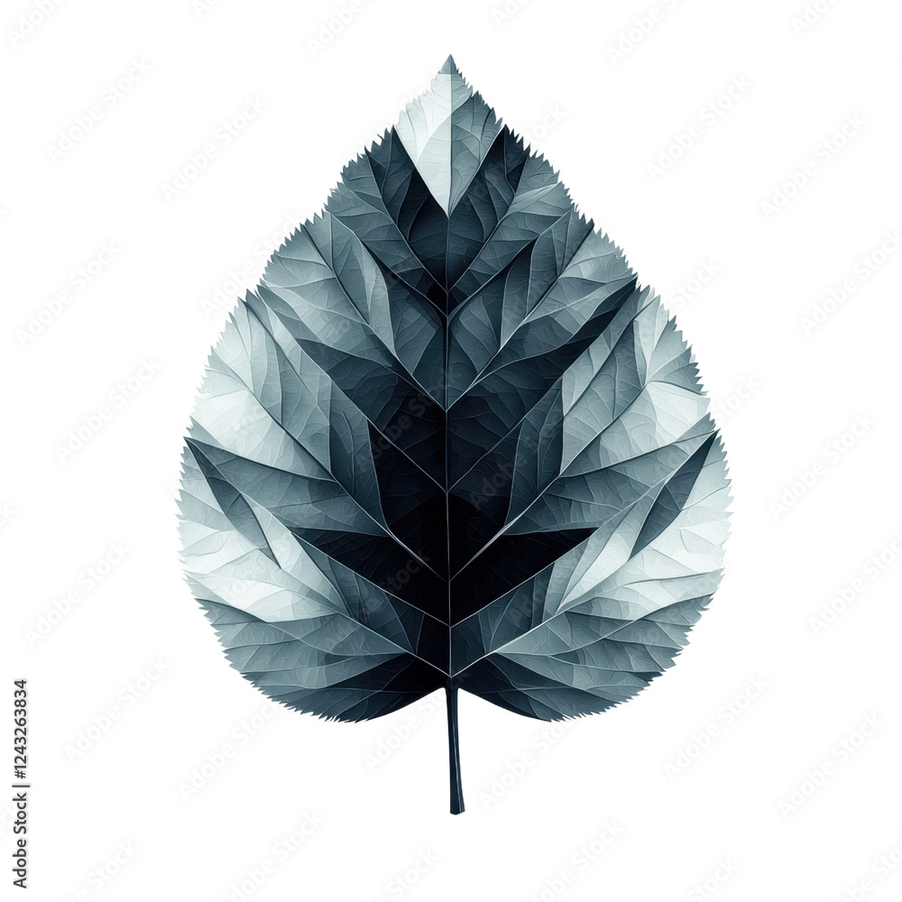 Poster abstract blue toned leaf design with intricate patterns and shapes
