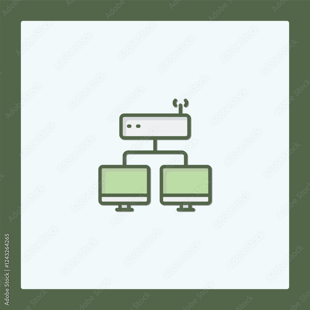 Poster network icon: wifi router with connected devices