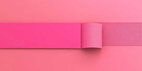 Fototapeta premium Pink paper sheet slightly curled and unfurling