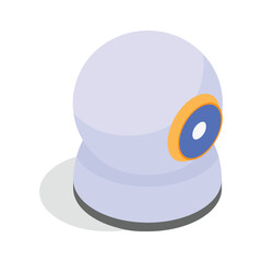 An isometric icon of a stylized security camera