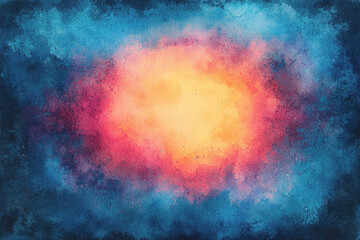 Fototapeta premium Painting of a bright orange and blue sky with abstract clouds and vibrant colors capturing the essence of a beautiful sunset