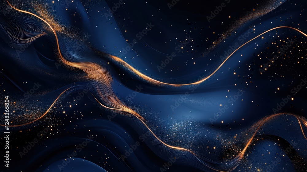 Poster elegant abstract background with golden lines and sparkling particles