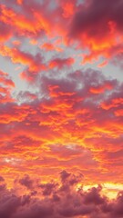 Obraz premium Dramatic sunset colors illuminate the evening sky over a serene landscape