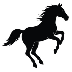 Horse jumping silhouette on the white background 2