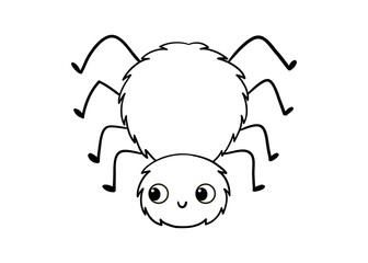 Cute black and white spider on a white background. Vector illustration with insect in cartoon style.