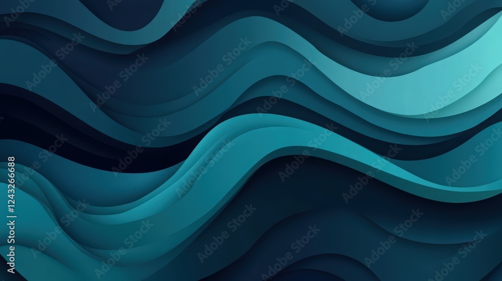Poster elegant blue layered wave background with depth and gradient