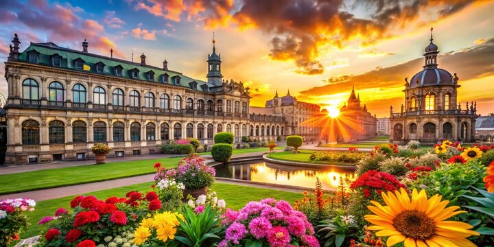 Baroque Dresden Zwinger Palace Double Exposure Dreamy Fairytale Architecture Stock Photo
