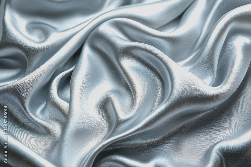Aufkleber silver silk fabric draped and illuminated creating a smooth and elegant texture ideal for fashion an
