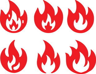 Fire icon silhouette vector set. Fire flame logo vector illustration