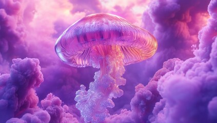 Obraz premium Surreal Jellyfish in a Purple Dreamscape