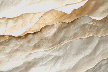 Close up of a piece of paper with a hole in it showing torn edges and texture against a plain background