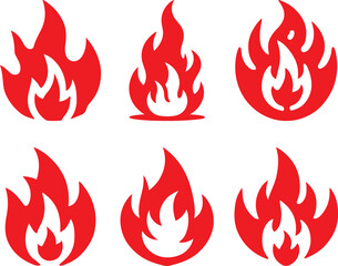 Fire icon silhouette vector set. Fire flame logo vector illustration
