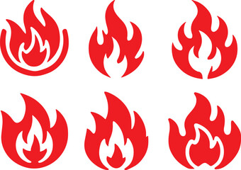Fire icon silhouette vector set. Fire flame logo vector illustration