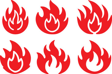 Fire icon silhouette vector set. Fire flame logo vector illustration