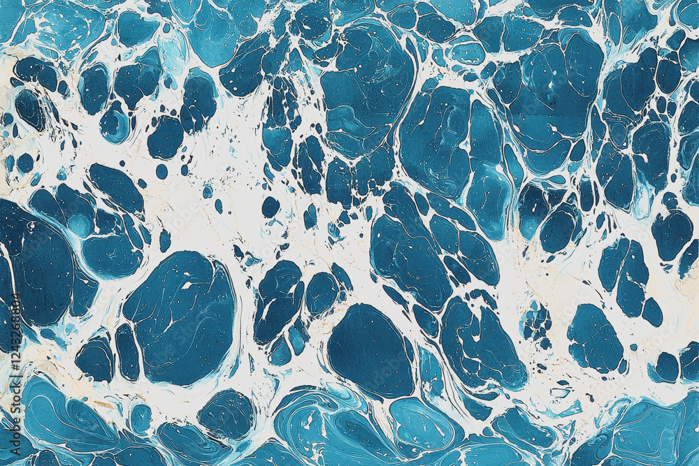 Poster blue and white marble pattern with fluid design and natural swirls perfect for backgrounds and textu