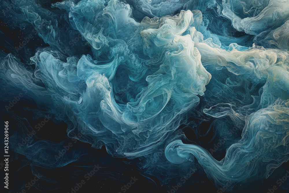 Aufkleber blue and white liquid cloud swirling together creating an abstract design in a vibrant and dynamic c