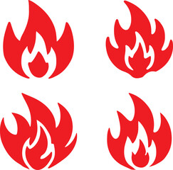 Fire icon silhouette vector set. Fire flame logo vector illustration
