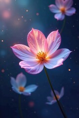 Iridescent metallic petals suspended in mid-air, aurora borealis, petal, ethereal