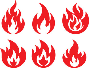 Fire icon silhouette vector set. Fire flame logo vector illustration