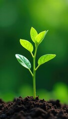 Fototapeta premium Sapling sprouts unfolding delicate leaves and branches, branch, green